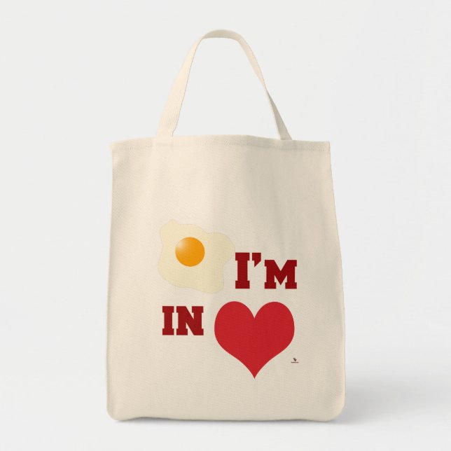Tote Bag Oeuf frit Je suis dans l'amour amusant Coeur épopé (Devant)