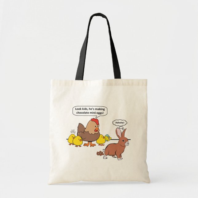 Tote Bag Oeufs de chocolat de lapin de Pâques amusants (Devant)