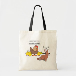 Tote Bag Oeufs de chocolat drôles de lapin de Pâques
