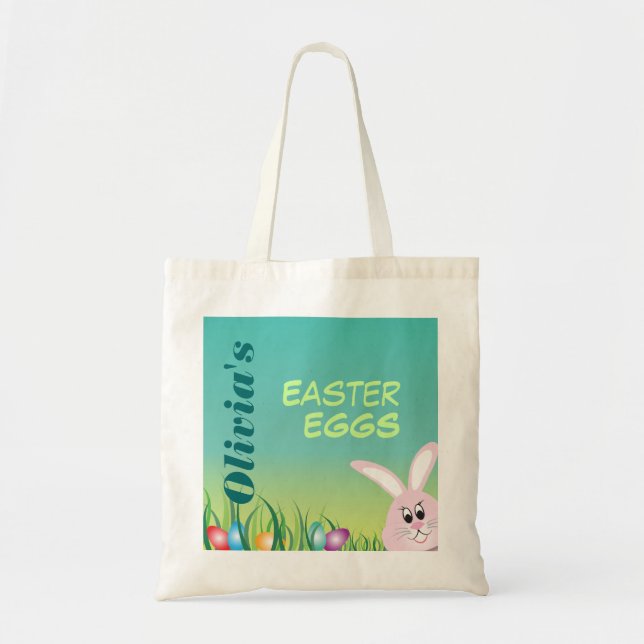 Tote Bag Oeufs de pâques avec le lapin personnalisé (Devant)