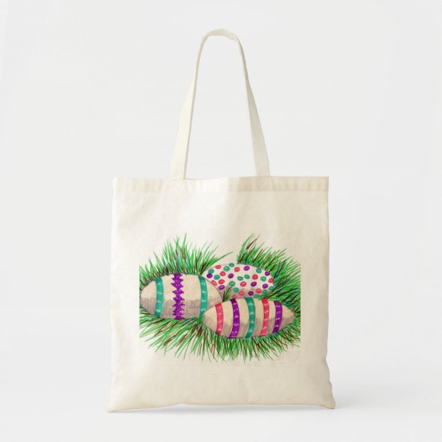 Tote Bag Oeufs de pâques dans l'herbe (Devant)