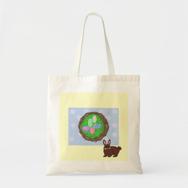 Tote Bag Œufs de Pâques et un petit lapin (Devant)