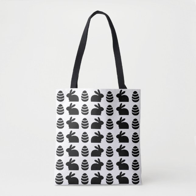 Tote Bag Œufs de Pâques Lapin de Pâques Joyeuses Pâques Mot (Devant)