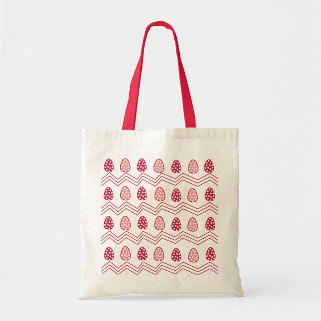 Tote Bag Oeufs de Pâques rose rouge Motif de Pâques (Devant)