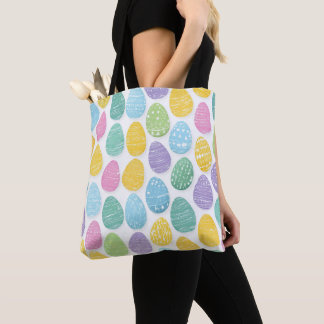 TOTE BAG ŒUFS DE PÂQUES ROSE VIOLET BLEU JAUNE VERT