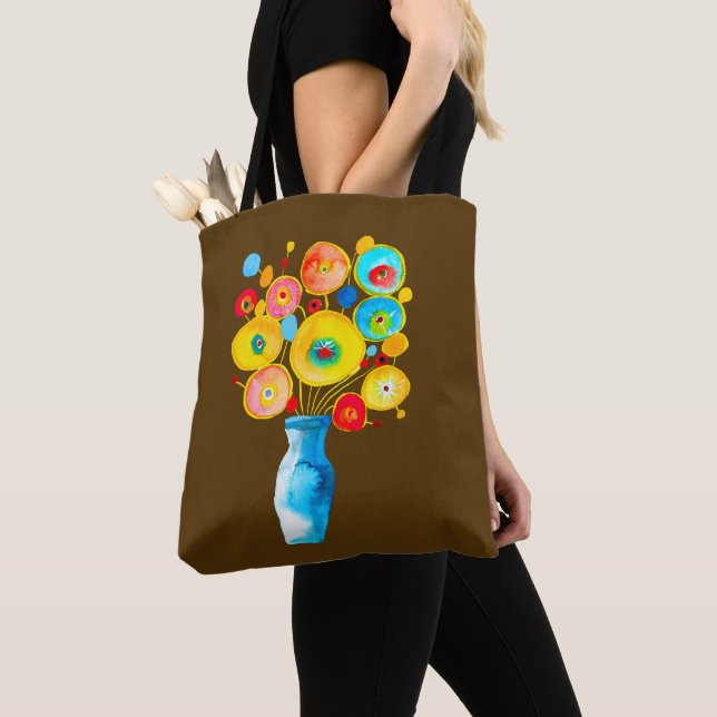 Tote Bag OEuvre d'aquarelle de fleurs funky (De près)