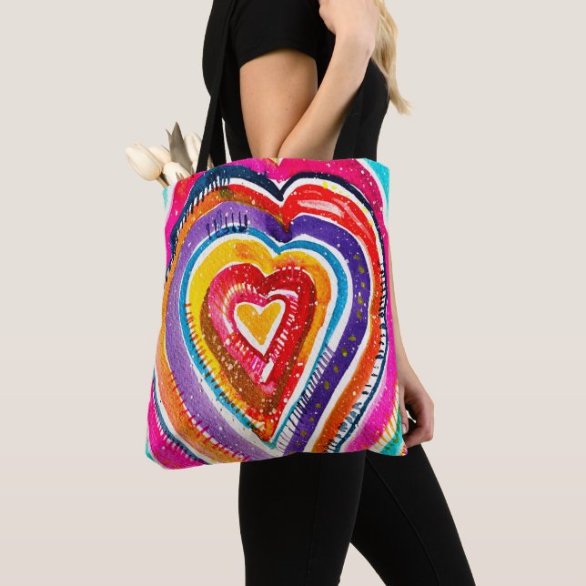 Tote Bag OEuvre d'aquarelle du coeur (De près)