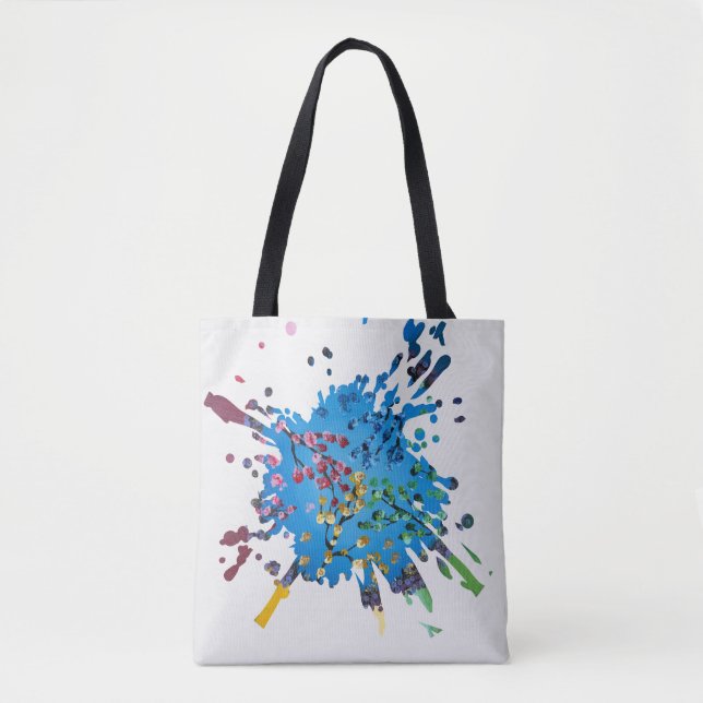 Tote Bag Œuvre d'art faite main - La Roue de Fleurs (Devant)