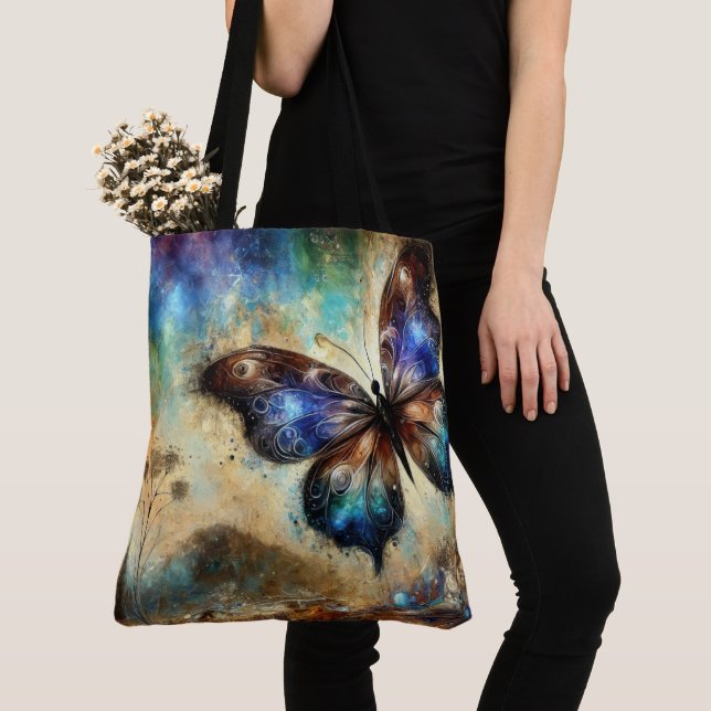 Tote Bag Œuvre d'art fantastique représentant un papillon c (De près)