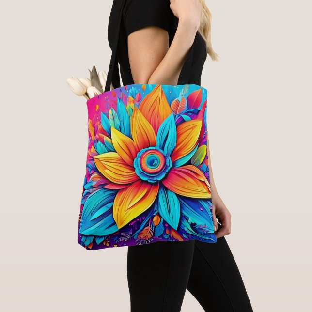 Tote Bag Œuvre d'art floral vibrant (De près)