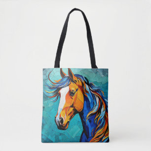 Tote Bag 🐎 Œuvre d'art mosaïque de cheval élégant ✨ Équine