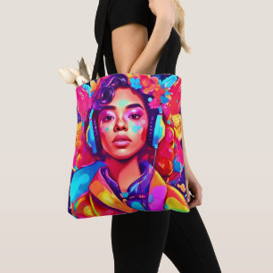 Tote Bag Œuvre d'art numérique Funky Lady