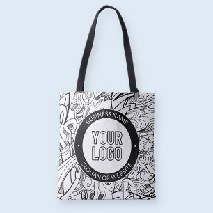 Tote Bag OEuvre de ligne moderne et votre logo avec texte m