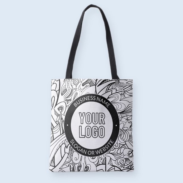 Tote Bag OEuvre de ligne moderne et votre logo avec texte m (Créateur téléchargé)