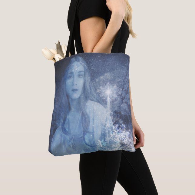 Tote Bag Oeuvre d'Imaginaire de Noël de la Reine des neiges (De près)