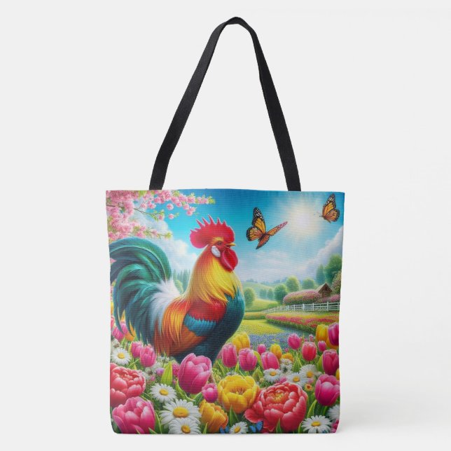 Tote Bag OEuvre florale/de printemps/de poulet (Devant)