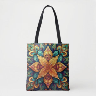 Tote Bag Oeuvre florale dynamique Mandala