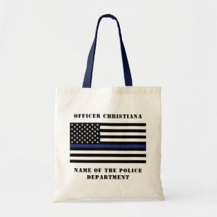 Tote Bag Officier De Police De Ligne Bleue Mince Départemen