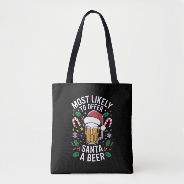 Tote Bag Offrir à Père Noël une famille de bières correspon (Devant)