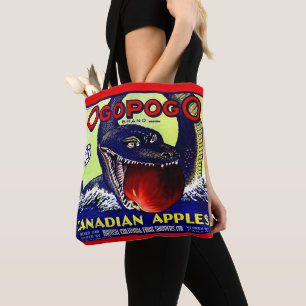 Tote Bag Ogopogo Cartes de fruits canadiennes étiquette imp