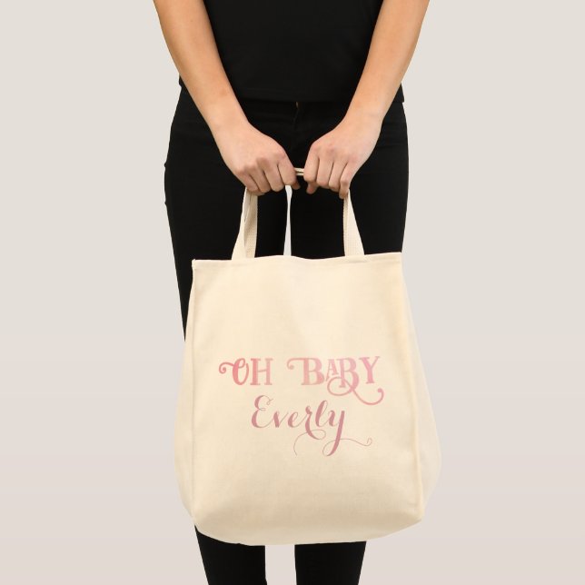 Tote Bag Oh Baby Personnalisé Fille Rose (Devant (produit))