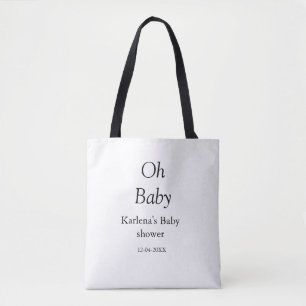 Tote Bag Oh bébé ajouter nom baby shower date simple minimu
