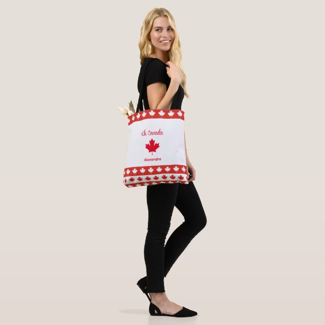 Tote Bag Oh Canada | Elégante feuille d'érable rouge (Sur le modèle)