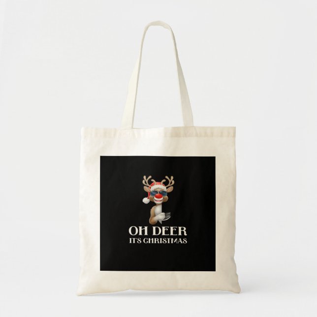 Tote Bag Oh Deer Its Christmas Reindeer With Red NoTote Bag (Devant)