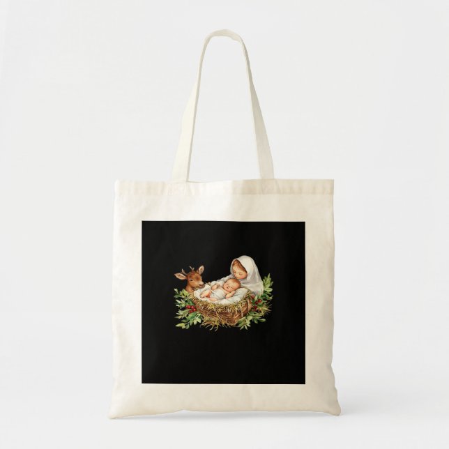 Tote Bag Oh Deer Mary Nativity Scene Christmas JesuTote Bag (Devant)
