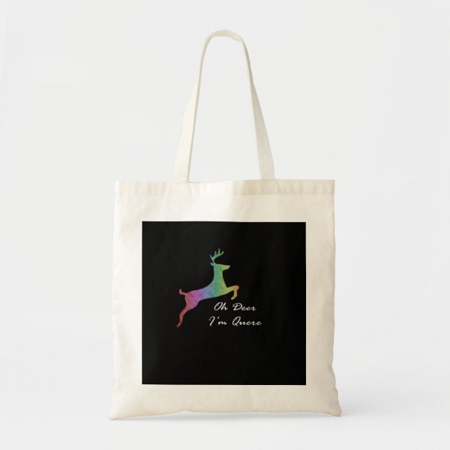 Tote Bag Oh Deer Queer Funny Pun LGBT Pride CelebraTote Bag (Devant)