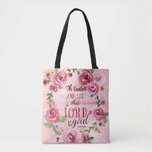 Tote Bag Oh le goût et voient que le 34:8 de seigneur Is