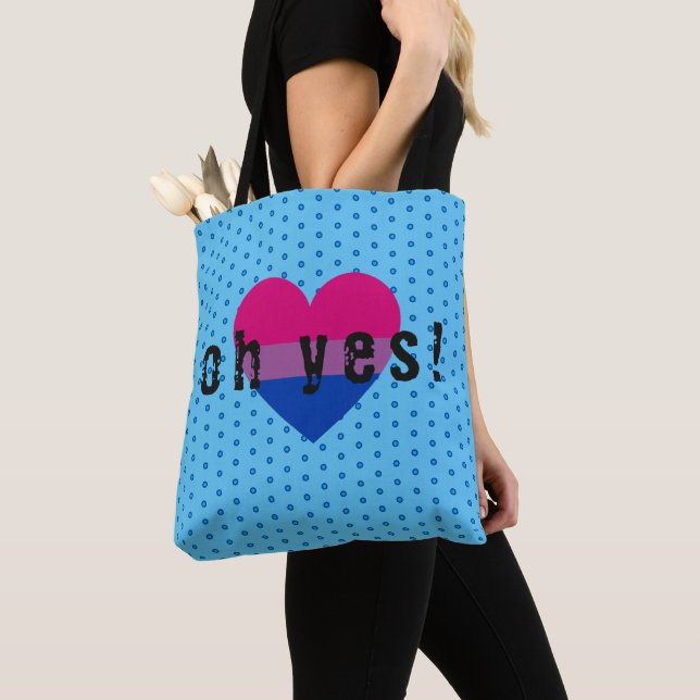 Tote Bag Oh Oui LGBT Bisexual Pride Coeur (De près)