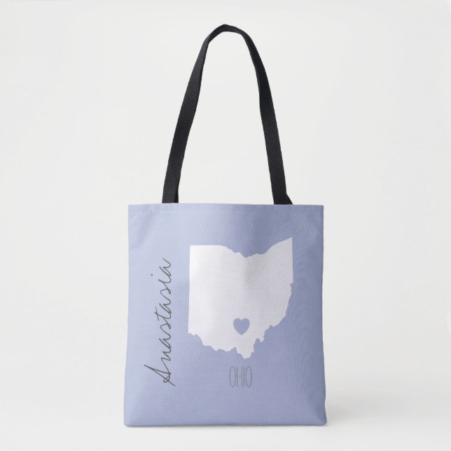 Tote Bag Ohio State map personnalise name (Devant)