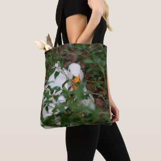 Tote Bag Oie blanche dans les buissons, animal mignon 