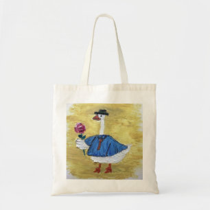 Tote Bag Oie de charme en Chemise Bleue avec toile Rose Fou