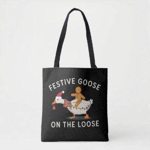 Tote Bag Oie festive en liberté Noël pain d'épices