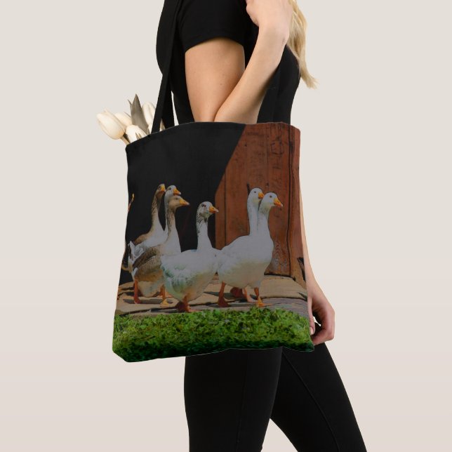 Tote Bag Oies Sur L'Art Animalier De Marche (De près)