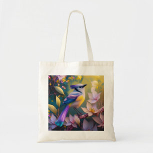 Tote Bag Oiseau à poitrine jaune violet