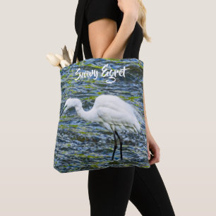 Tote Bag Oiseau blanc du lac Green Egret de neige