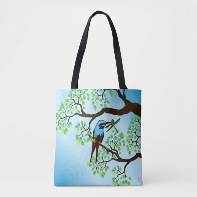 Tote Bag Oiseau bleu dans les arbres (Devant)