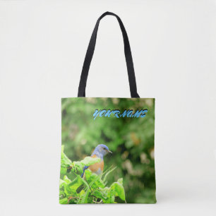 Tote Bag Oiseau bleu et votre nom