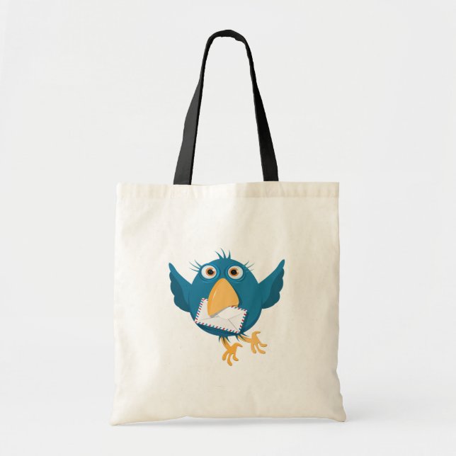 Tote Bag Oiseau bleu tenant une enveloppe (Devant)