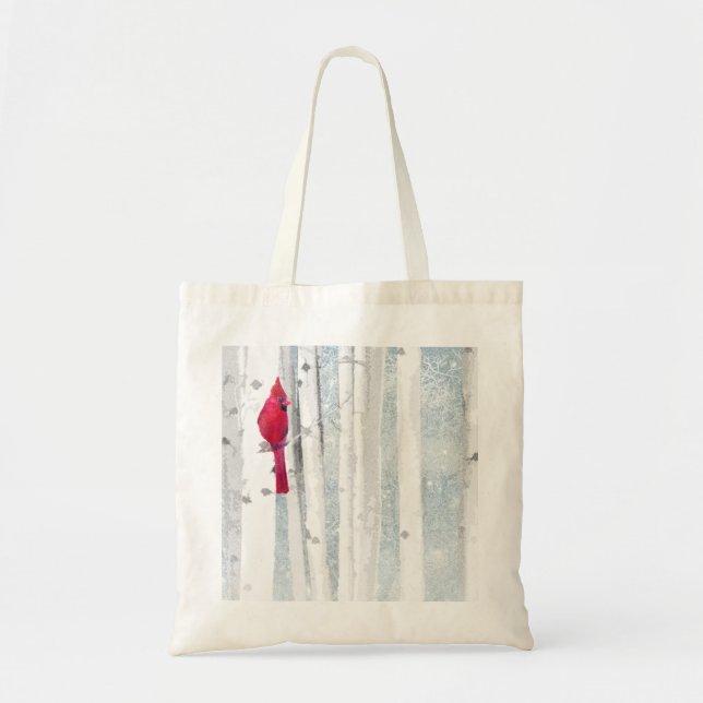Tote Bag Oiseau cardinal rouge dans un magnifique Birch Tre (Devant)