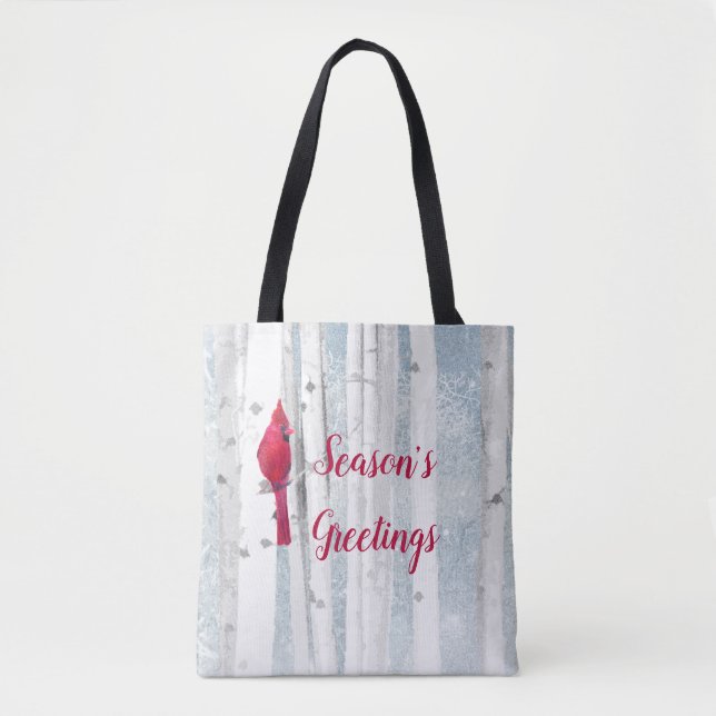 Tote Bag Oiseau cardinal rouge dans un magnifique Birch Tre (Devant)