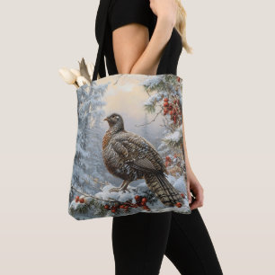 Tote Bag Oiseau dans le paysage neigeux