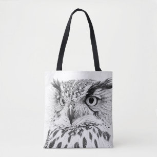Tote Bag Oiseau de Chouette Nature sauvage Illustration d'u