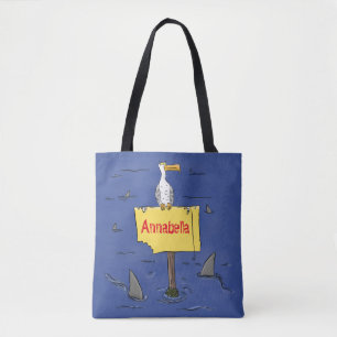 Tote Bag Oiseau de mer amusant entouré de dessins animés de