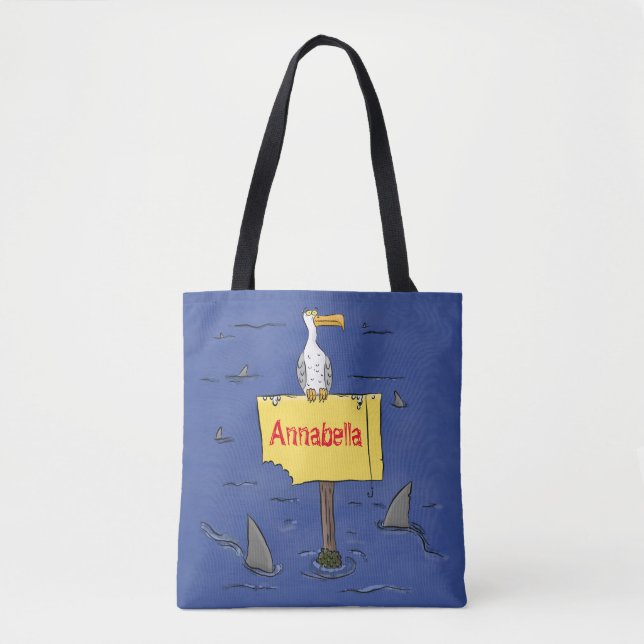 Tote Bag Oiseau de mer amusant entouré de dessins animés de (Devant)