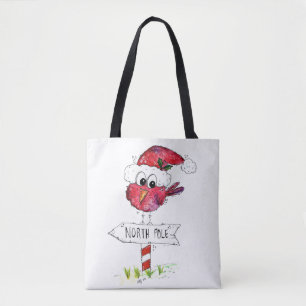Tote Bag Oiseau de Noël blanc