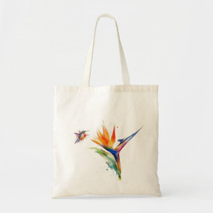 Tote Bag Oiseau de paradis et colibri en aquarelle